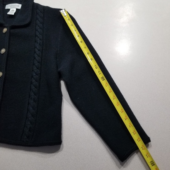 Vintage Jones New York 100% Merino Wool Black Button Down Blazer Cardigan Sz M - Picture 12 of 16